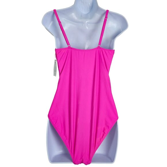 Womens Sexy Large Hot Pink One Piece Swimsuit Ring Linked Cutouts Beach Vacation - Picture 4 of 12
